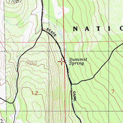Topographic Map of Summit Spring, CA