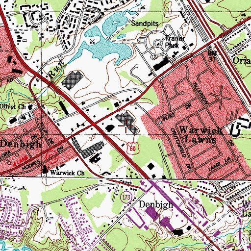 Topographic Map of Denbigh Village Centre Shopping Center, VA