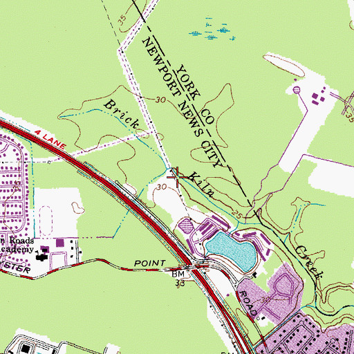 Topographic Map of Victory Center Shopping Center, VA