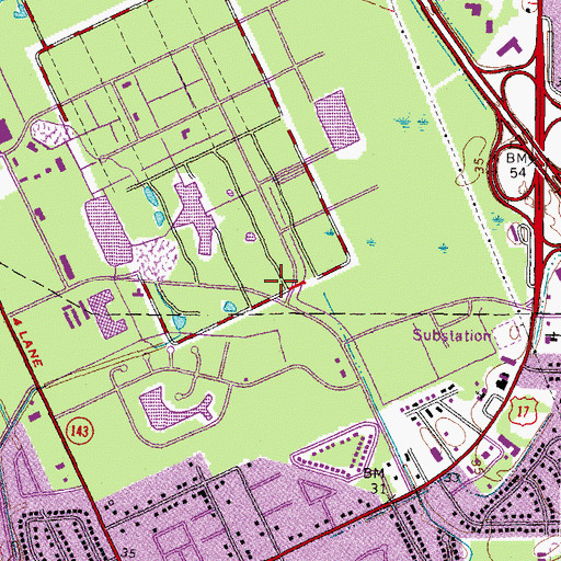 Topographic Map of Oyster Point Center Shopping Center, VA