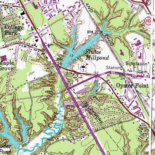 Topographic Map of Oyster Point Marketplace Shopping Center, VA