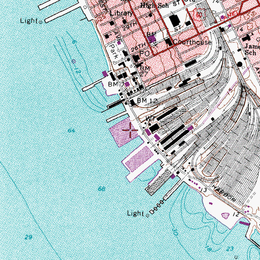 Topographic Map of Newport News Cruise Terminal, VA
