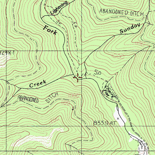 Topographic Map of Sunday Creek, CA