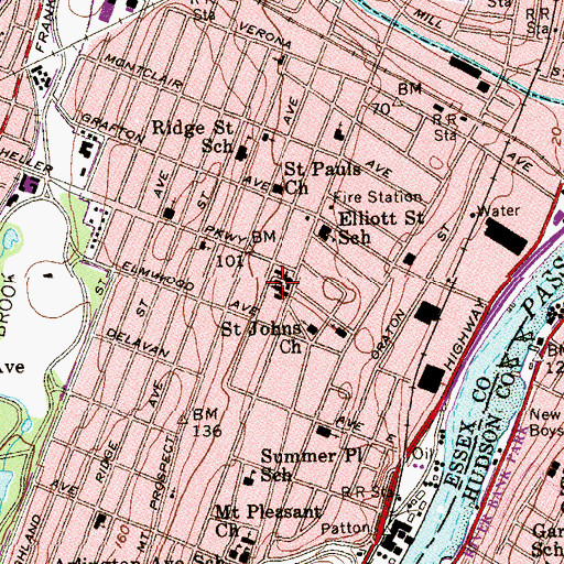 Topographic Map of Christ The King Preparatory High School, NJ