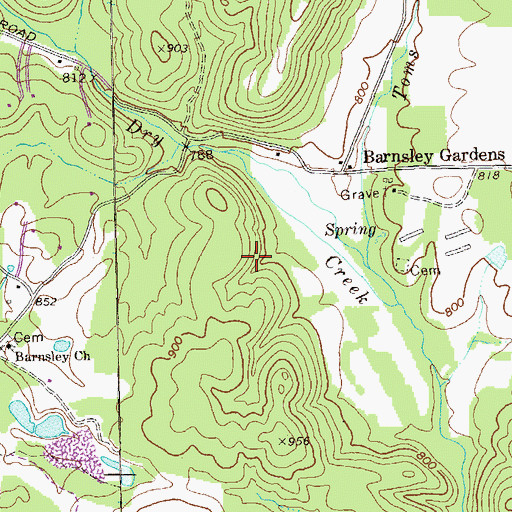 Topographic Map of Barnsley Family Cemetery, GA