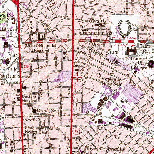 Topographic Map of Blessed Baptist Church of God, MD