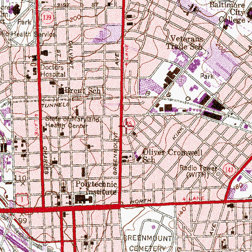 Topographic Map of Burning Light Church, MD