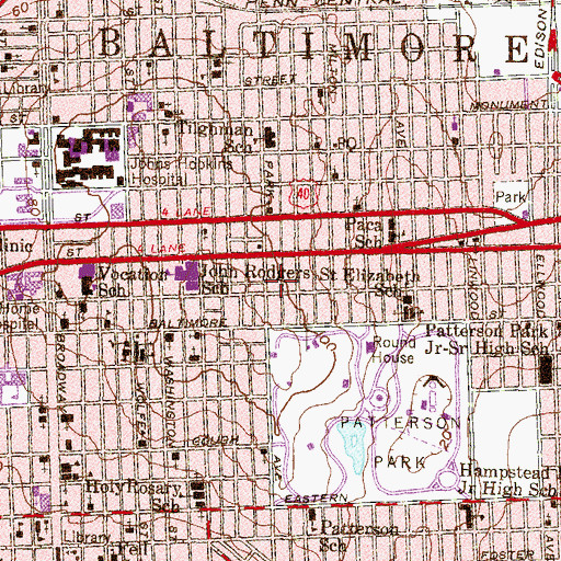 Topographic Map of Baltimore Commandment Church, MD