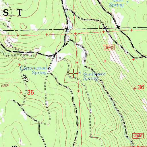 Topographic Map of Sunflower Spring, CA