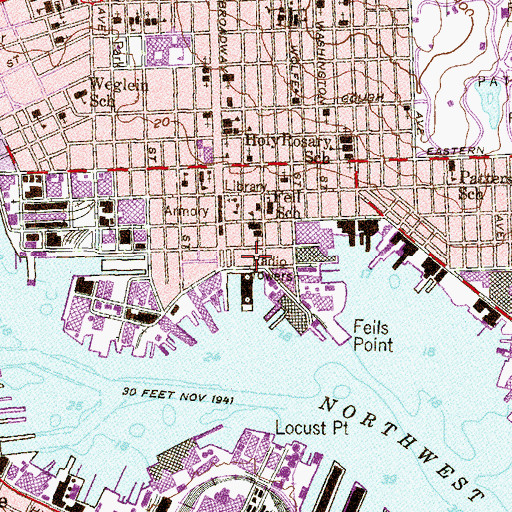 Topographic Map of Fells Point Maritime Museum, MD