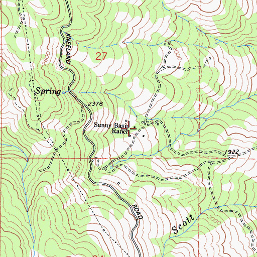 Topographic Map of Sunny Basin Ranch, CA