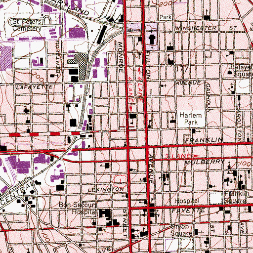 Topographic Map of Baltimore Tabernacle, MD
