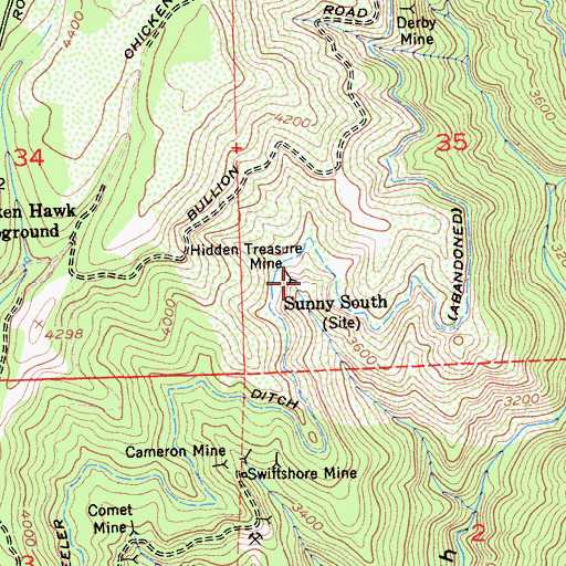 Topographic Map of Sunny South, CA