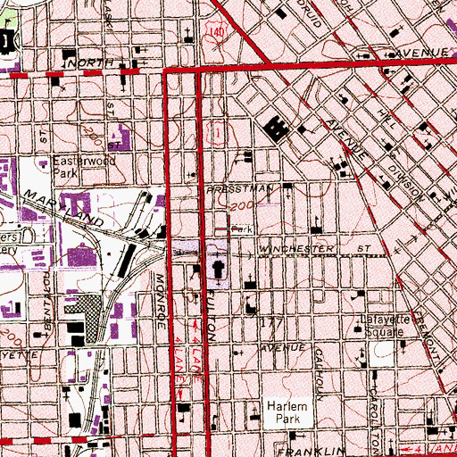 Topographic Map of All Saints Baptist Church, MD