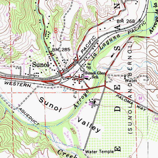 Topographic Map of Sunol Glen Elementary School, CA