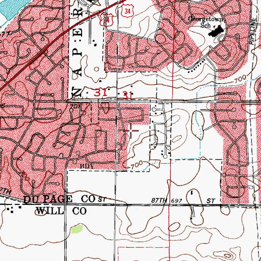 Topographic Map of Ridge Park, IL
