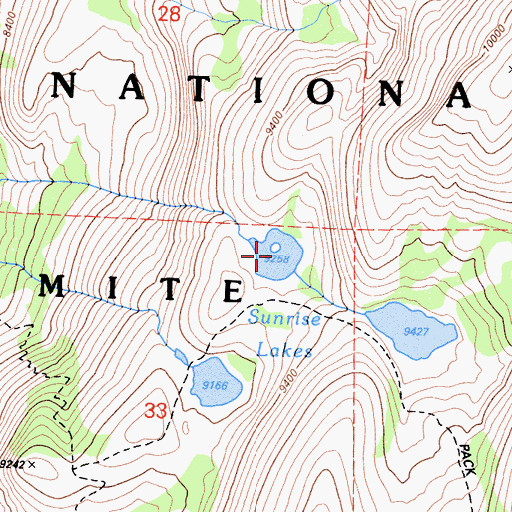 Topographic Map of Sunrise Lakes, CA
