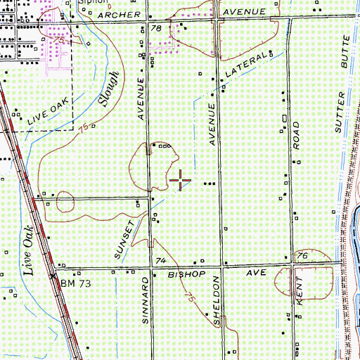 Topographic Map of Sunset Avenue Lateral, CA