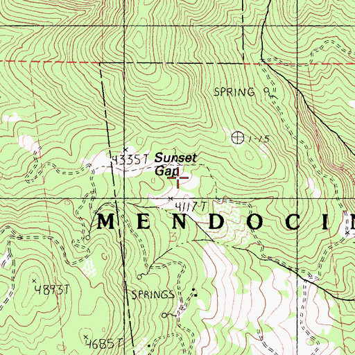 Topographic Map of Sunset Gap, CA