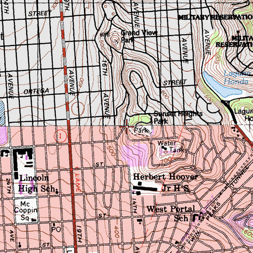 Topographic Map of Sunset Heights Park, CA