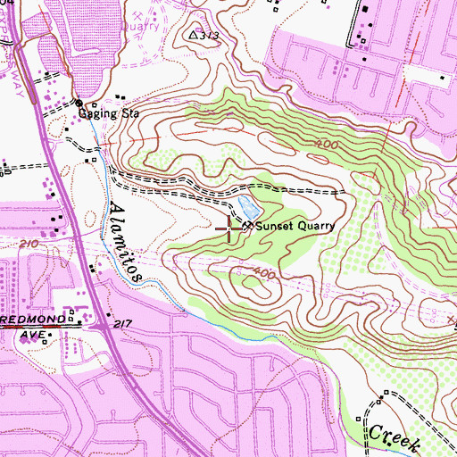 Topographic Map of Sunset Quarry, CA