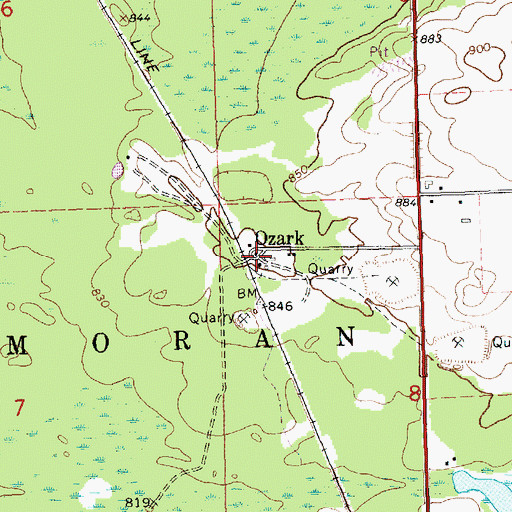Topographic Map of Ozark Post Office (historical), MI