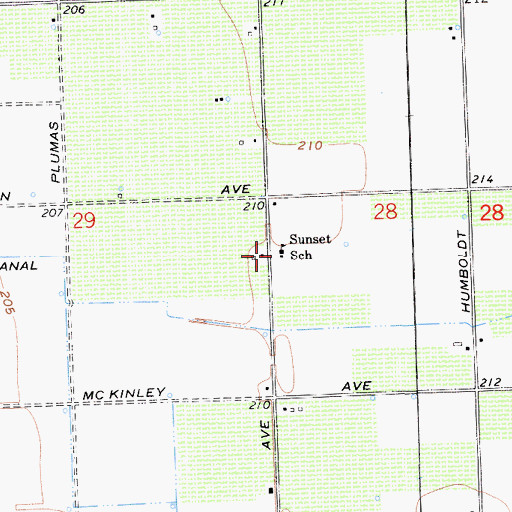 Topographic Map of Sunset School, CA
