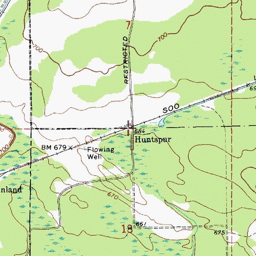 Topographic Map of Huntspur Station, MI