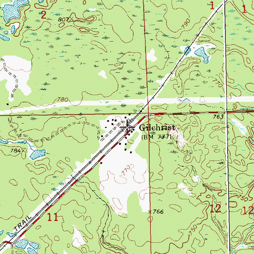 Topographic Map of Gilchrist Station, MI
