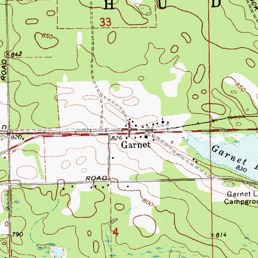 Topographic Map of Garnet Station, MI