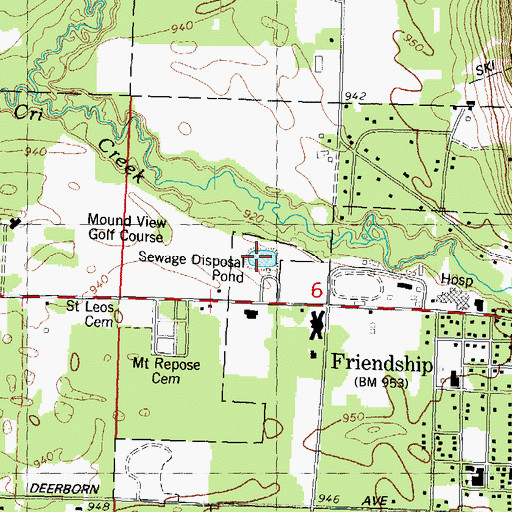 Topographic Map of Adams Wastewater Treatment Plant, WI