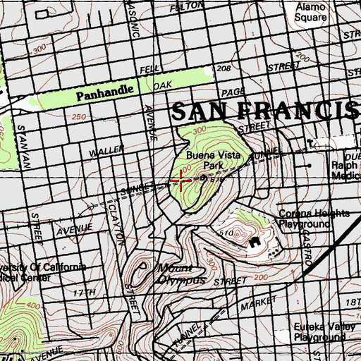 Topographic Map of Sunset Tunnel, CA