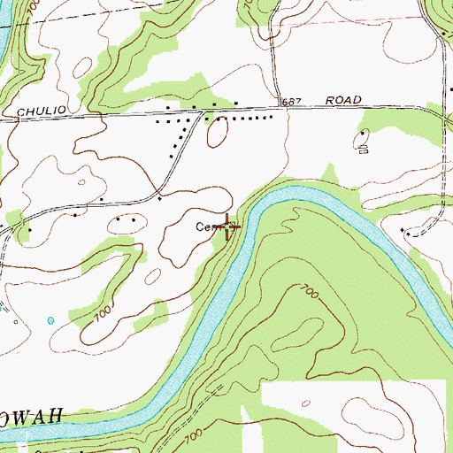 Topographic Map of Burge Family Cemetery, GA