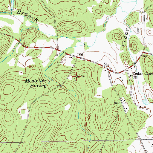 Topographic Map of Cedar Creek Baptist Church Cemetery, GA