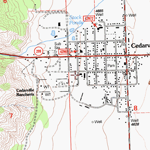 Topographic Map of Surprise Valley High School, CA