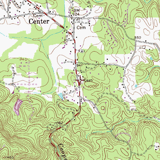 Topographic Map of Church of God of the Union Assembly Cemetery, GA