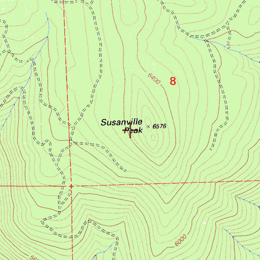 Topographic Map of Susanville Peak, CA