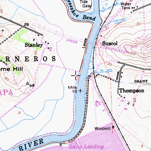Topographic Map of Suscol Creek, CA