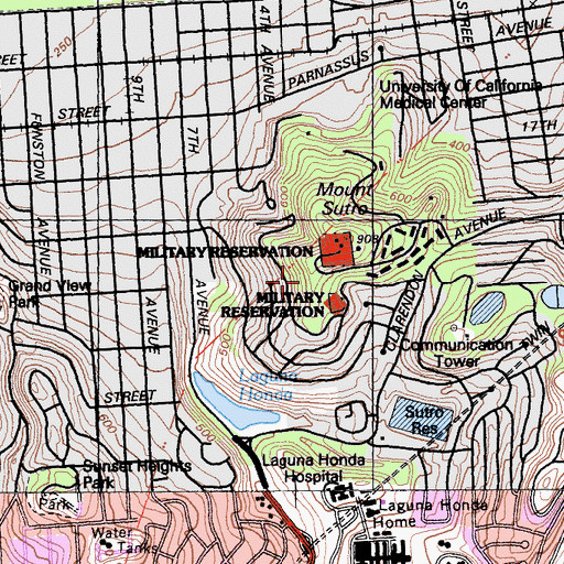 Topographic Map of Sutro Forest, CA