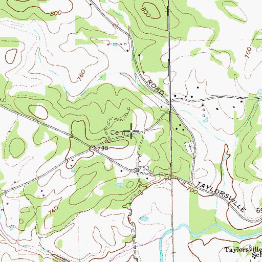 Topographic Map of Davis Chapel Cemetery, GA