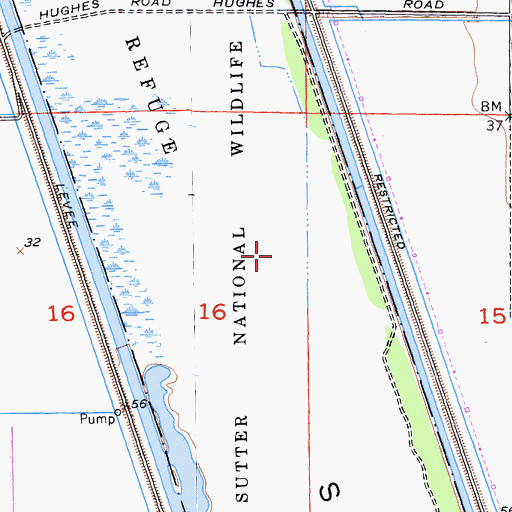 Topographic Map of Sutter National Wildlife Refuge, CA