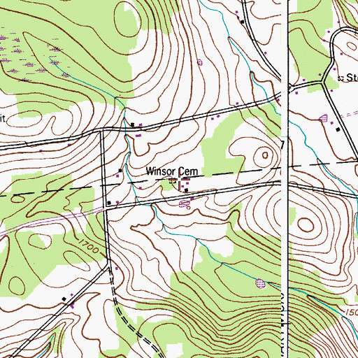 Topographic Map of Winsor Babbitt Cemetery, NY