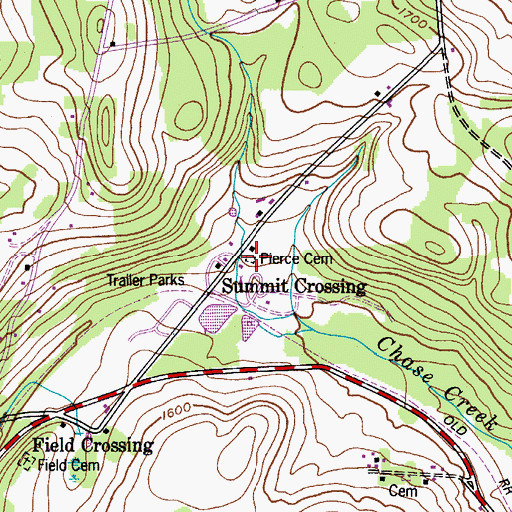 Topographic Map of Pierce Cemetery, NY