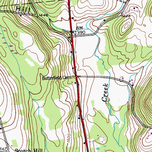 Topographic Map of Butterfield Cemetery, NY