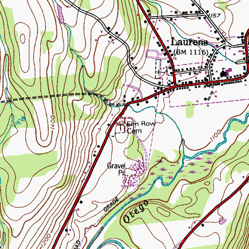 Topographic Map of Elm Row Cemetery, NY