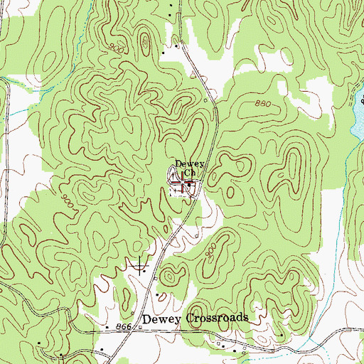 Topographic Map of Dewey Baptist Church Cemetery, GA