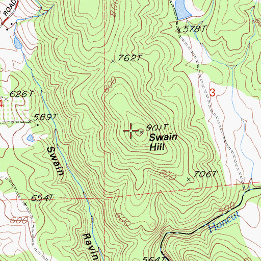 Topographic Map of Swain Hill, CA