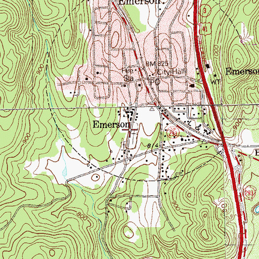 Topographic Map of Emerson City Cemetery, GA