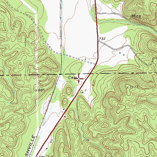 Topographic Map of Erwin Family Cemetery, GA