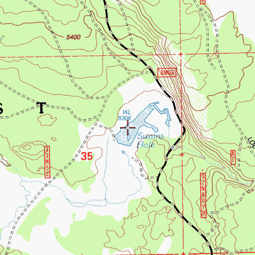 Topographic Map of Swains Hole, CA